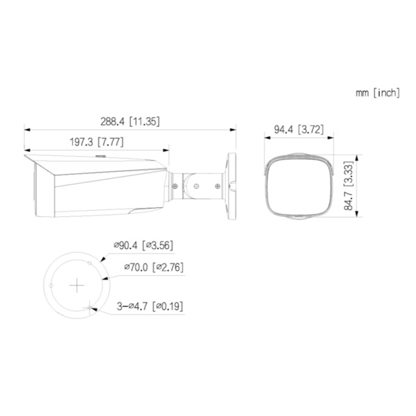 Dahua IPC-HFW3849T1-AS-PV-0280B-PRO Tubular IP WizColor TiOC PRO H265 8M WDR Iluminación Dual LED50m/IR50m 2.8mm IP67 PoE AUDIO (1)