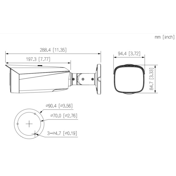 Dahua IPC-HFW3849T1-AS-PV-0280B-S5 Tubular IP TiOC 3.0 H265 8M WDR Iluminación Dual LED30m/IR30m 2.8mm IP67 PoE MIC AUDIO E/S AI (1)