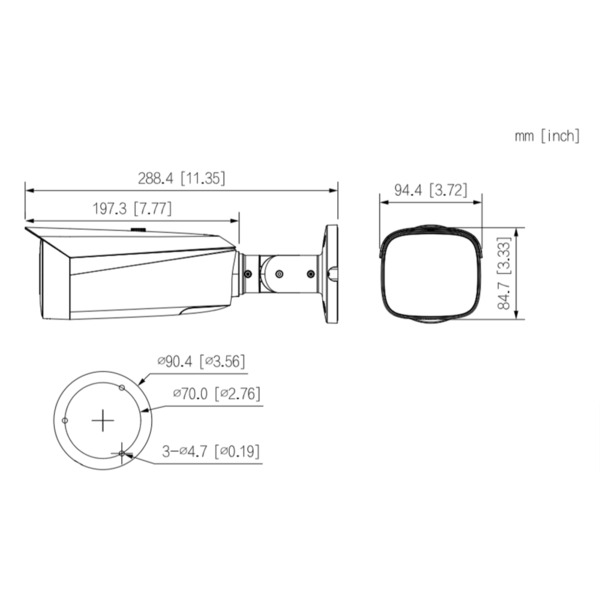 Dahua IPC-HFW5449T1-ZE-LED-S2 Tubular IP H265 4M FULL COLOR 2.0 WDR140dB LED70m 2.7-12VFM IP67 ePoE SD AUDIO MIC E/S AI (2)