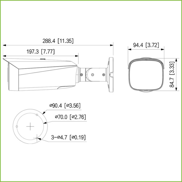 Dahua IPC-HFW5449T1-ZE-LED Tubular IP H265 4M FULL COLOR 2.0 WDR140dB Starlight LED70m 2.7-12VFM IP67 ePoE SD AUDIO MIC E/S AI (3)
