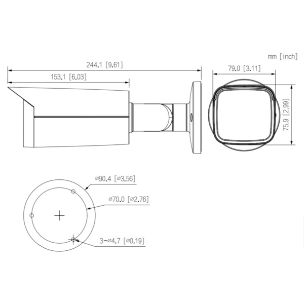Dahua IPC-HFW5842T-ASE-0360B-S3 Tubular IP H265 8M WDR Deeplight IR80m 3.6mm IK10 IP67 ePoE SD AUDIO MIC E/S AI (3)