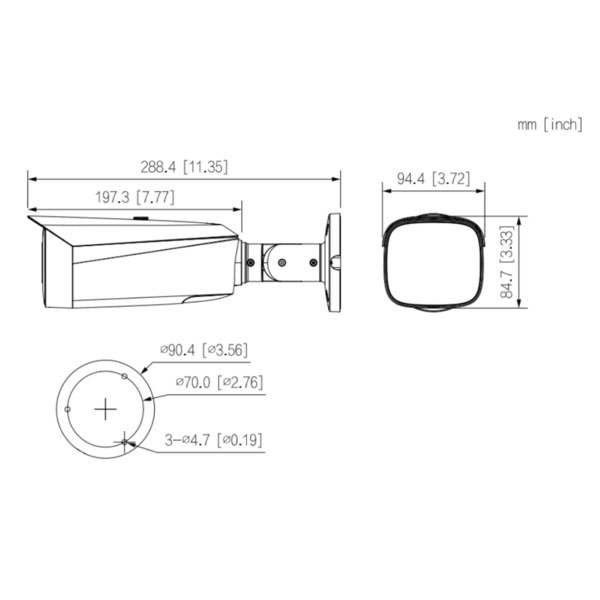Dahua IPC-HFW5849T1-ASE-LED-0360B-S2 Tubular IP H265 8M FULL COLOR WDR140dB Starlight LED60m 3.6mm IP67 ePoE SD MIC AUDIO E/S AI (2)