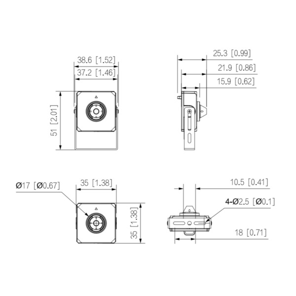 Dahua IPC-HUM8241E-E1-L4 Minicámara IP H265 Pinhole 2M WDR 2.8mm AUDIO E/S + Unidad principal AI (1)