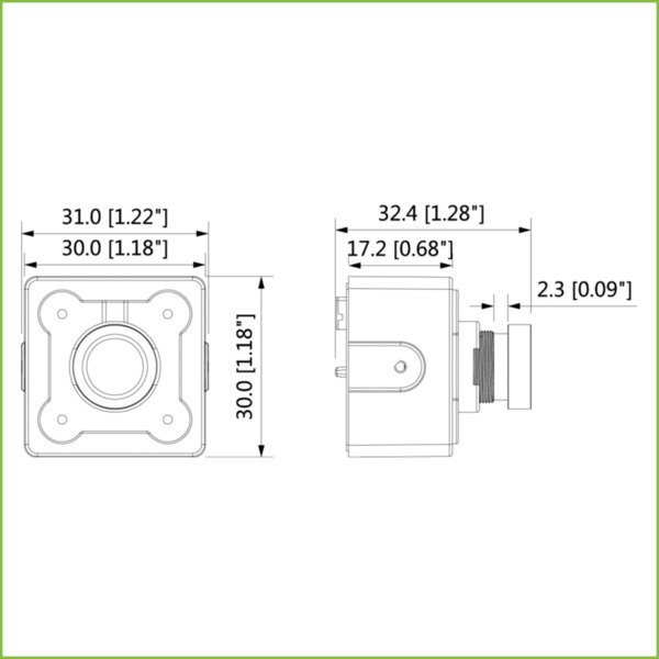 Dahua IPC-HUM8431-L5 Unidad Cámara Rectangular 4M DN WDR Pinhole 2.8mm con 8m cable (1)