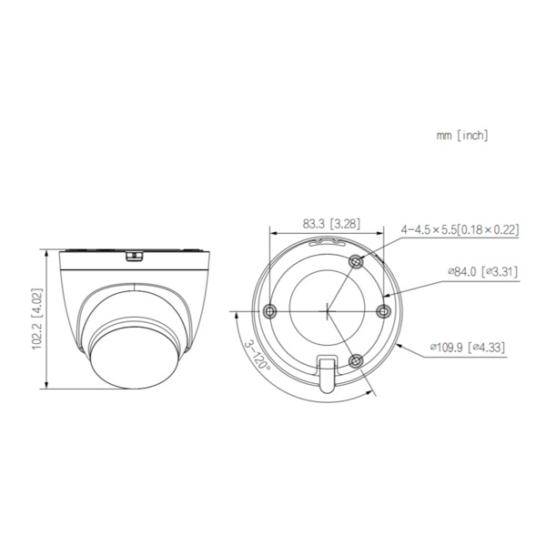Dahua IPC-T2A-PV-0280B Domo IP H265 2M Iluminación Dual LED30m/IR30m 2.8mm IP67 AUDIO MIC WiFi AI (1)