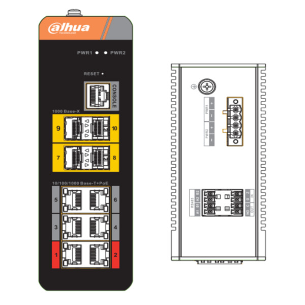 Dahua IS4410-6GT-120 Switch PoE 2.0 Industrial 6 puertos Gigabit +4SFP Uplink Gigabit 120W Manejable Layer2 (4)