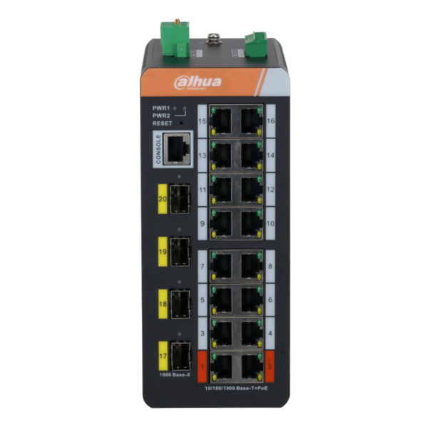 Dahua IS4420-16GT-240 Switch PoE 2.0 Industrial 16 puertos Gigabit + 4SFP Uplink Gigabit 240W Gestionable Layer2 (1)
