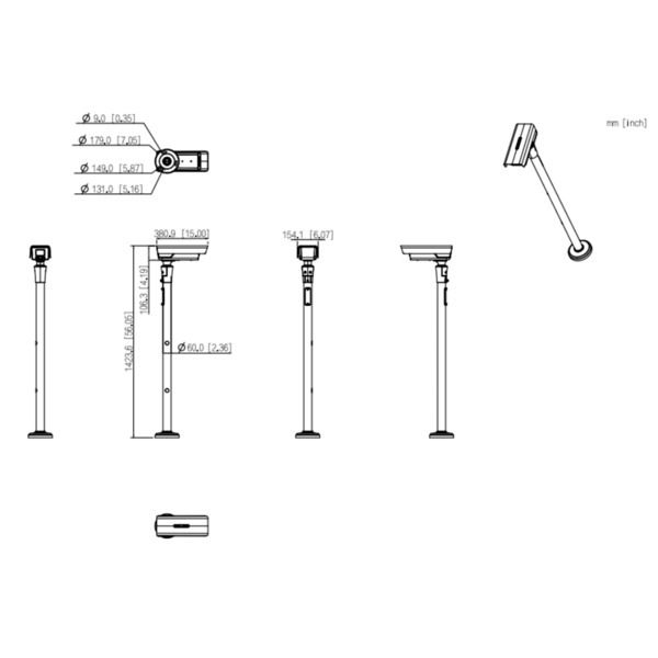 Dahua ITC436-PW9H-IZP Cámara IP ANPR Acceso H265 4MP 3x(IR/LED)8m 2.7-12VFM IP66 E/S AUDIO con poste incluido (1)