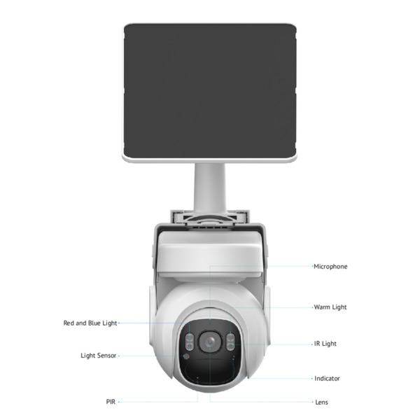 Dahua KIT/IPC-PT2449B1-4GB20/M0508 Cámara PT IP 4M H265 LED20m/IR30m 3.6mm IP66 PIR MIC/Altavoz 4G AI + Panel Solar (1)