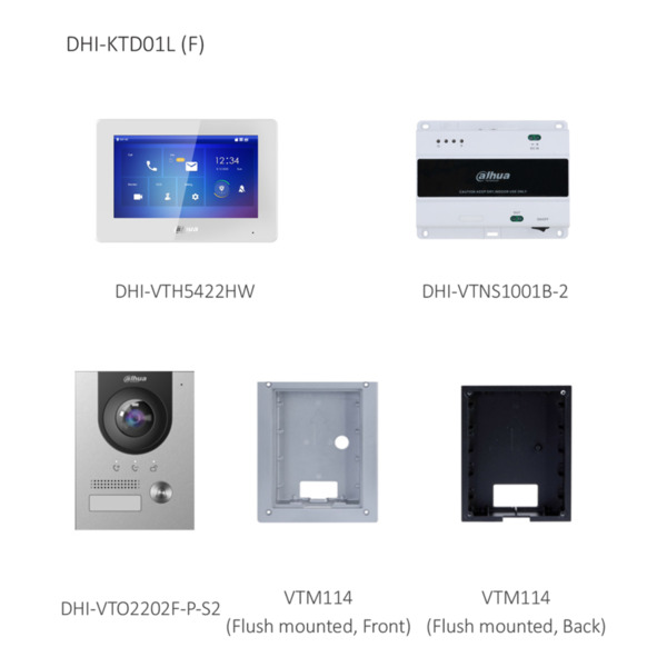 Dahua KTD01L(F) Kit Videoportero 2-hilos IP exterior para Insertar + monitor interior (1)