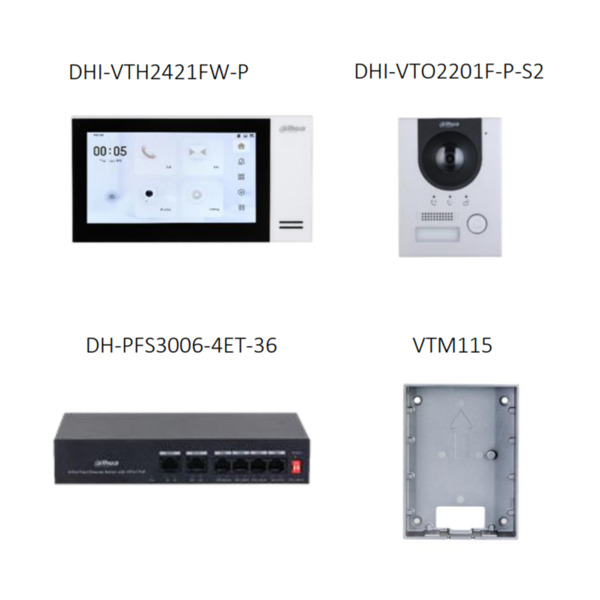 Dahua KTP01L-S2(S) Kit Videoportero IP exterior para Superfície + monitor interior (1)