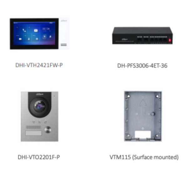 Dahua KTP01L(S) Kit Videoportero IP exterior para Superfície + monitor interior (1)