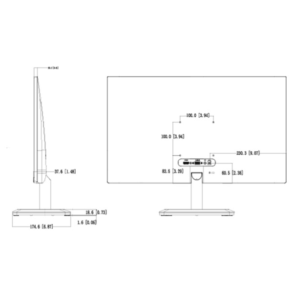 Dahua LM24-F200-C4-V2 Monitor 23.8” Dahua para Seguridad 24/7 VGA/HDMI 16:9 1080P (2)