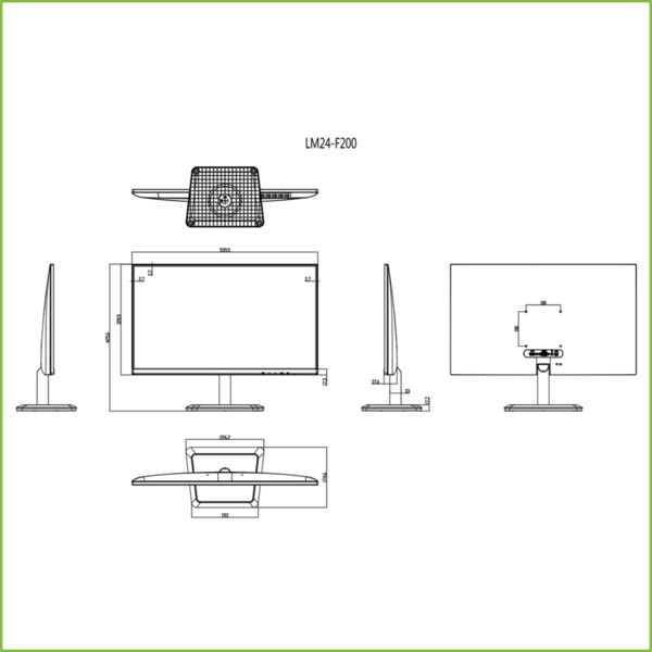 Dahua LM24-F200 Monitor 23.8” Dahua para Seguridad 24/7 VGA/HDMI 16:9 1080P (1)