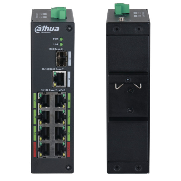 Dahua LR2110-8ET-120-V2 Switch Rango Temp Extendida ePoE 8 puertos 10/100 + 1RJ45 Uplink Gigabit + 1SFP Gigabit 120W No_Manejabl (1)