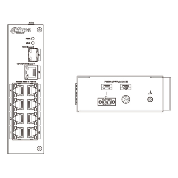 Dahua LR2110-8ET-120-V2 Switch Rango Temp Extendida ePoE 8 puertos 10/100 + 1RJ45 Uplink Gigabit + 1SFP Gigabit 120W No_Manejabl (3)