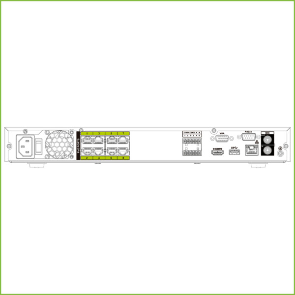 Dahua NVR5216-8P-I NVR 16ch 320Mbps H265 HDMI 8PoE (8ePoE/EoC) 2HDD E/S AI (2)