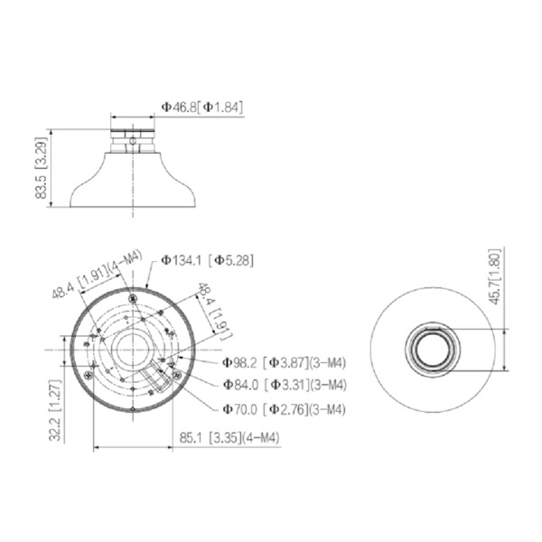 Dahua PFA106-V2 Adaptador de montura para HDBW1/2/3/5 HDW1/2/3/5/ PFB220C PFB305W (1)