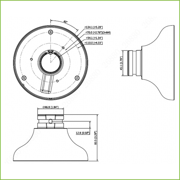 Dahua PFA107 Adaptador de montura para SD1A SD12 PFB220C PFB305W (1)
