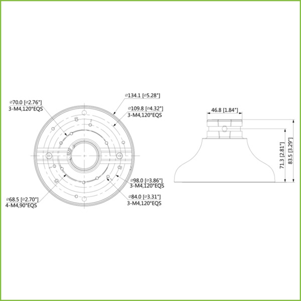 Dahua PFA109 Adaptador de montura para HDBWxxExx, HDBWxxRxx, HDWxxTLxx, HDWxxLxx (2)