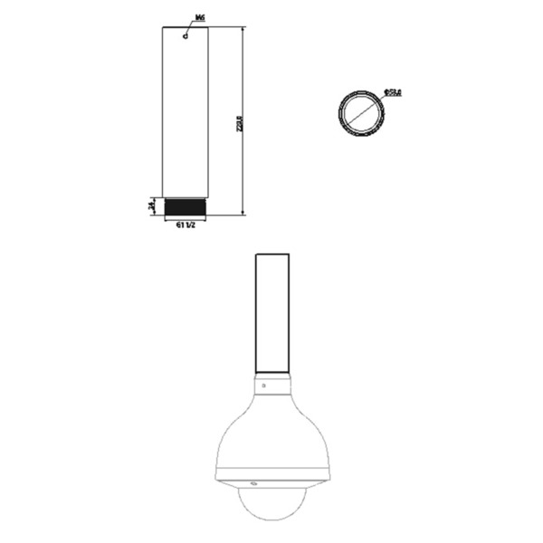 DAHUA PFA112 Alargador para Soporte de techo - Apto para domos motorizadas - Aleación de aluminio - Apto para exterior - 220 (Al (1)