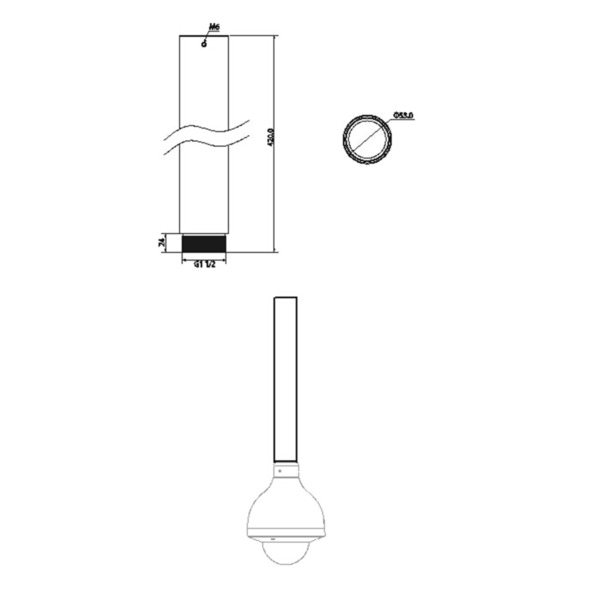 DAHUA PFA113 Alargador para Soporte de techo - Apto para domos motorizadas - Aleación de aluminio - Apto para exterior - 420 (Al (1)