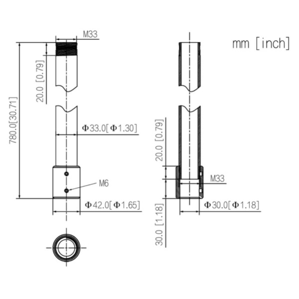 Dahua PFA117-V2 Extensión de 780mm para el soporte de montaje en techo PFB220C (1)