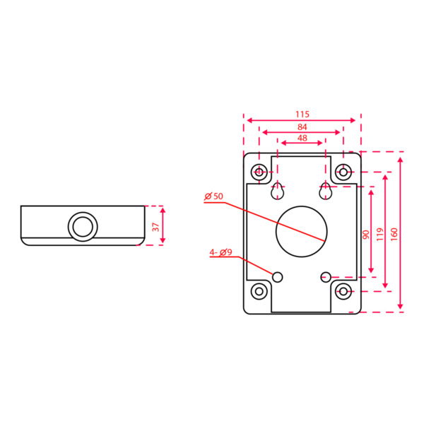 DAHUA PFA120 Caja de conexiones - Para domos motorizadas - Apto para uso exterior - Instalación en pared - Color blanco | 160 (A (1)
