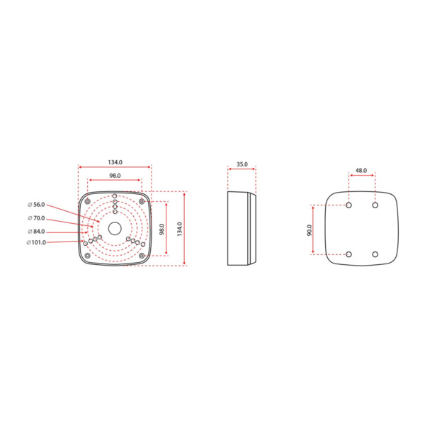 DAHUA PFA122 Caja de conexiones - Para cámaras bullet o domos - Apto para uso exterior - Instalación en techo o pared - Color bl (1)