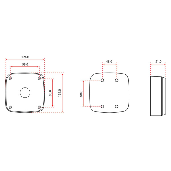 DAHUA PFA123 Caja de conexiones - Para cámaras bullet o domos - Apto para uso exterior - Instalación en techo o pared - Pasador (3)