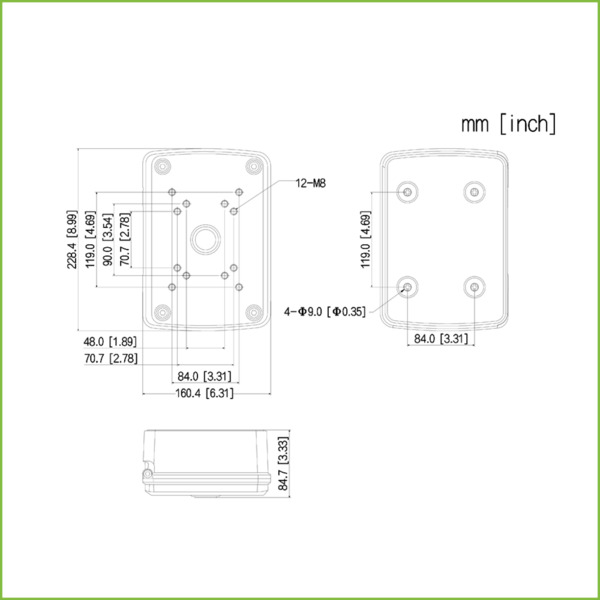 Dahua PFA126 Caja conexiones IP66 para Domos motorizados series 4/5/6/8 (1)