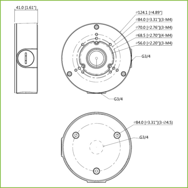 Dahua PFA130-E Caja conexiones impermeable para HFW4/5/6/10/11 HDW1/2/4/5/6/7/8 (1)