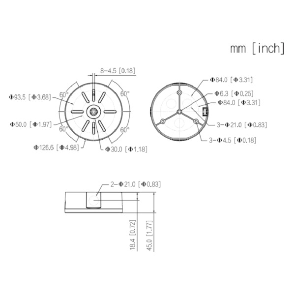 Dahua PFA1320R Caja de conexiones de plástico Grado ignífugo V-2 de uso interior (2)