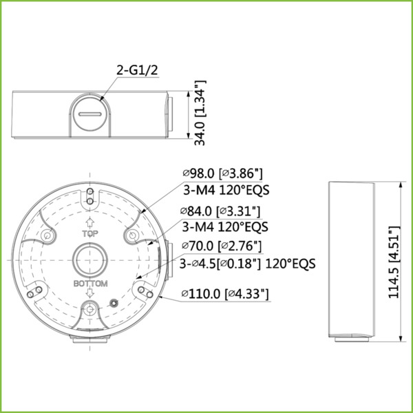 Dahua PFA136-B Caja conexiones Impermeable para HDW7 HDBW5 Color Negro (1)