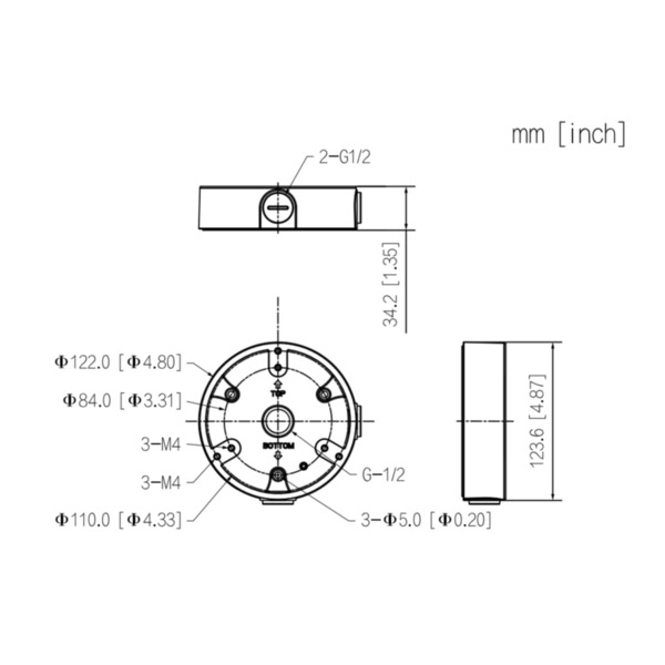 Dahua PFA137-V2 Caja conexiones para Domos, MiniDomos, FishEye con anclaje en 3 puntos (1)