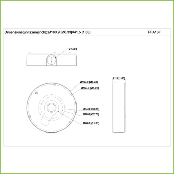 Dahua PFA13F Caja conexiones para cámaras PTZ SD1A SD12 (1)