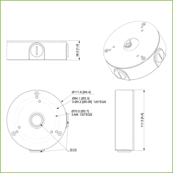 Dahua PFA13G Caja de conexiones para HAC-HDW1xxxSL (1)