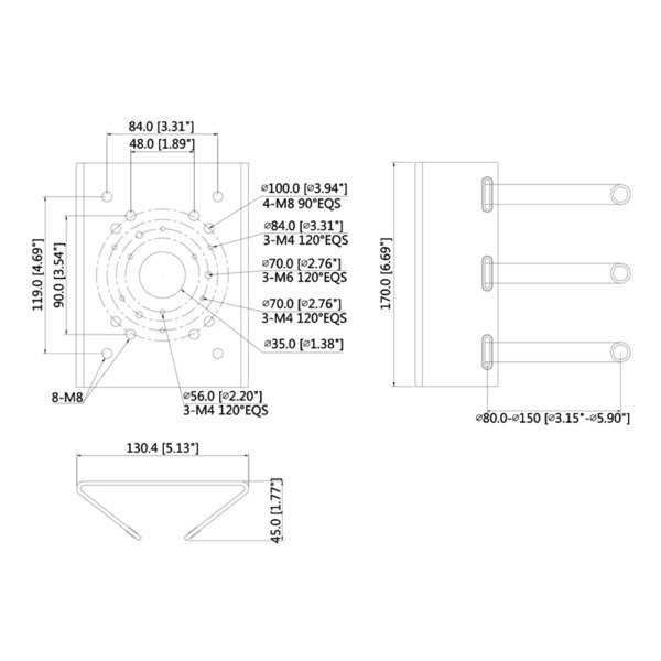 Dahua PFA150 Adaptador a poste para PFBx PFAx (1)
