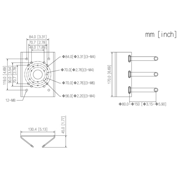 Dahua PFA150-B-V3 Adaptador a poste para PFBx PFAx Color Negro (1)