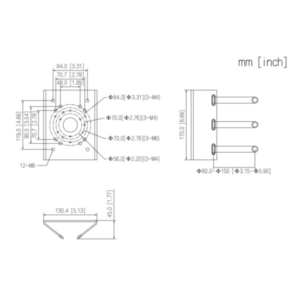 Dahua PFA150-SG-V3 Adaptador a poste para PFBxx-SG PFAxx-SG color gris (1)