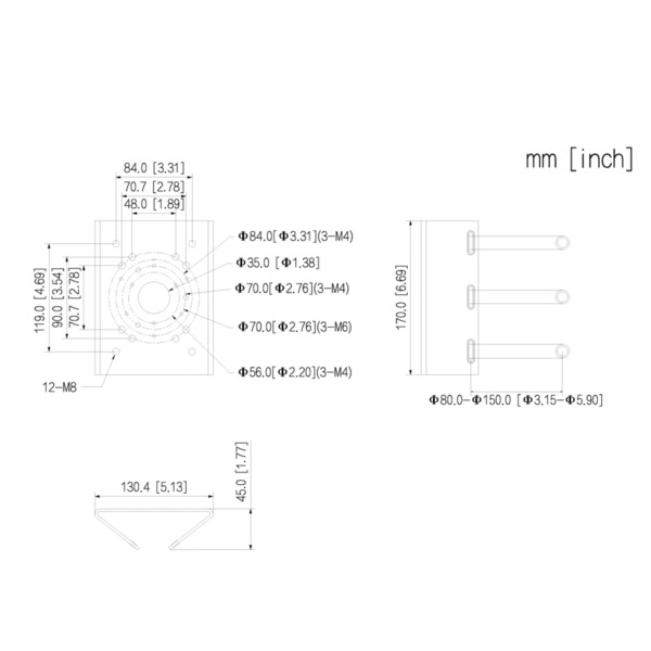 Dahua PFA150-V3 Adaptador a poste para PFBx PFAx (1)