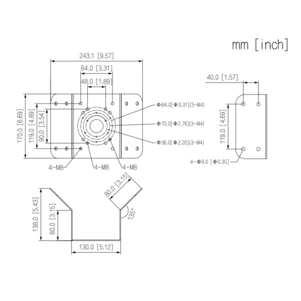 Dahua PFA151-V2 Adaptador a esquina para PFBx PFAx (1)