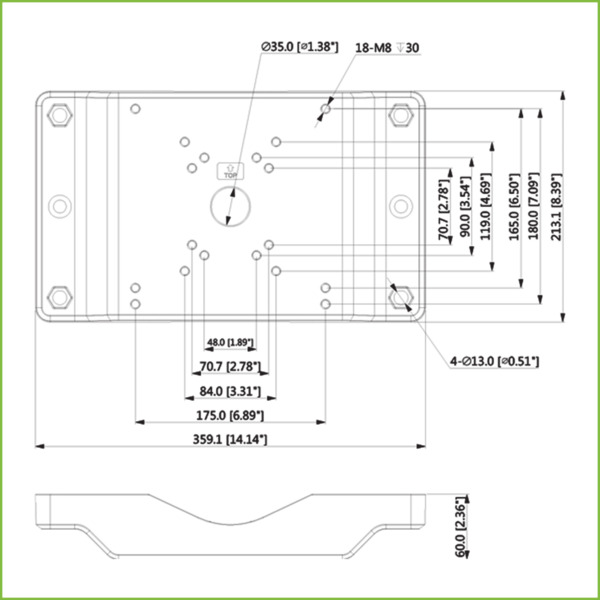 Dahua PFA153A Adaptador a poste para Speed Domo, PTZ y cajas de vigilancia exterior Anticorrosión (Aluminio y Acero inoxidable) (1)