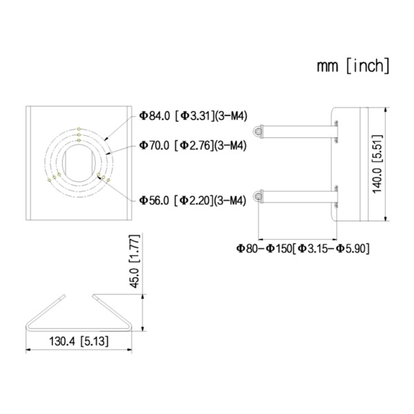 Dahua PFA157 Adaptador a poste para cámaras (1)