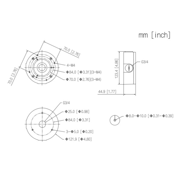 Dahua PFA5300R Caja conexiones impermeable para IPC-PFW5849-A180-E2-ASTE (1)