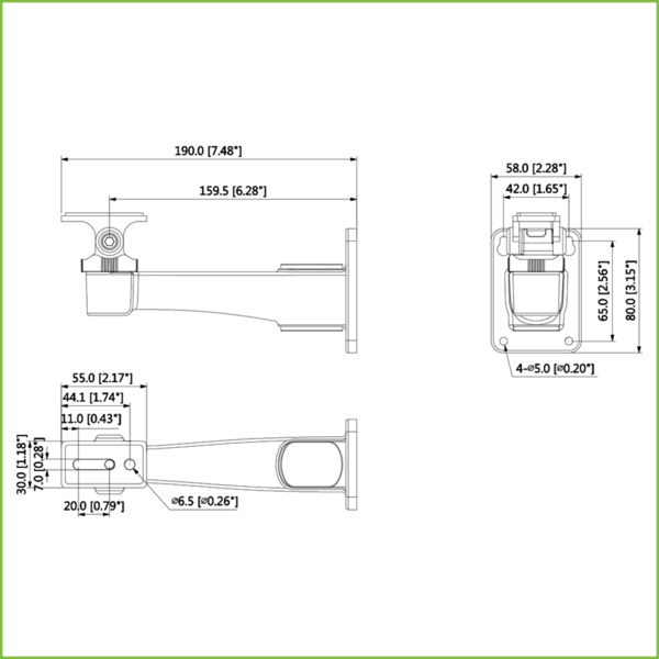 Dahua PFB121W Soporte para montaje en pared para IPC-HFW3241DF-AS-4G e IP-HFxxx (1)