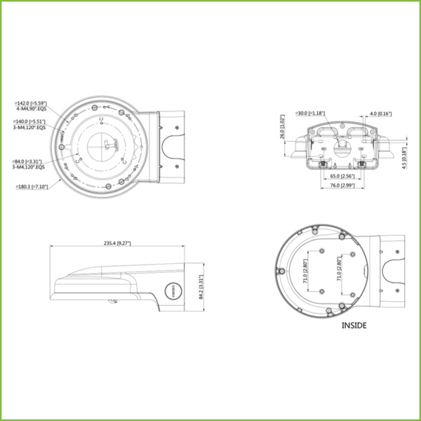 Dahua PFB211W Soporte para montaje en pared para Domos HDBWxxExx y HDBWxxHxx (1)