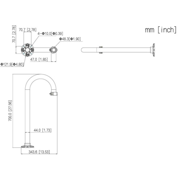 Dahua PFB301S-E-V2 Soporte para montaje en pared tipo parapeto para PTZ (1)