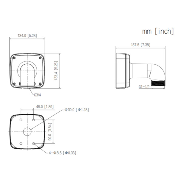 Dahua PFB302S-V3 Soporte para montaje en pared para PFA100 PFA101 PFA102 PFA103 (1)