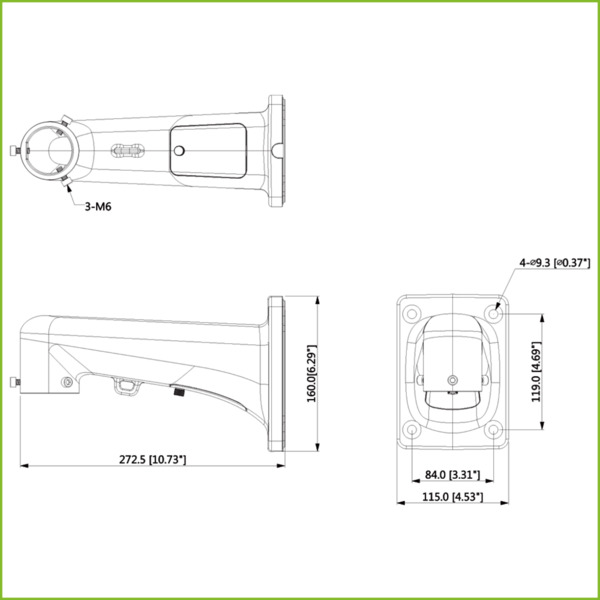 Dahua PFB306W Soporte para montaje en pared para Speed Dome SD8A (1)